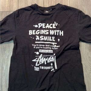 Stussy Black Short Sleeve Tee with Graphic Design